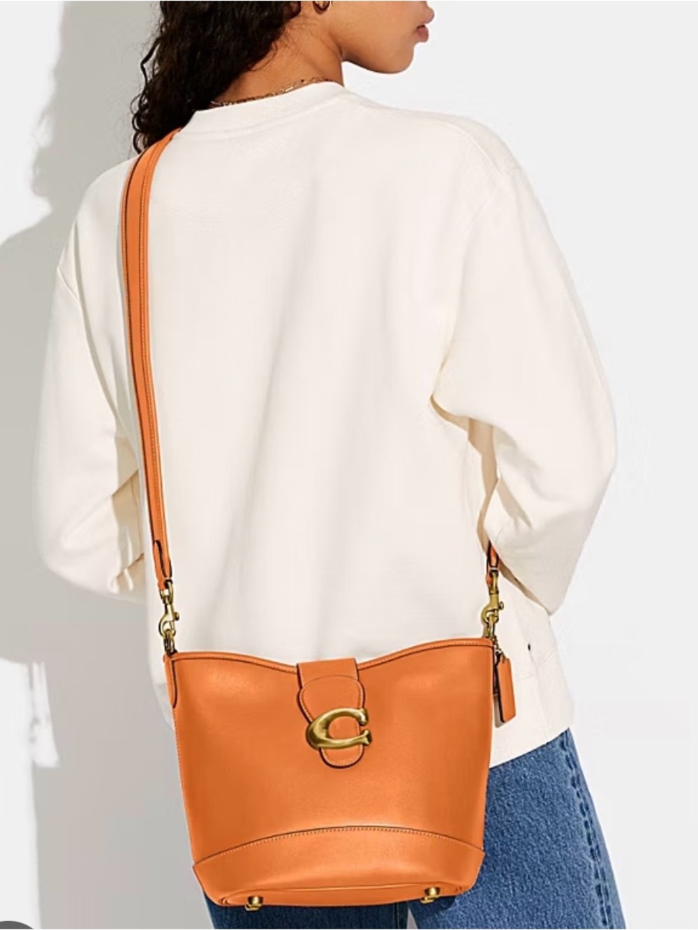Coach Tali bucket Leather Shoulder Bag in Saddle Orange